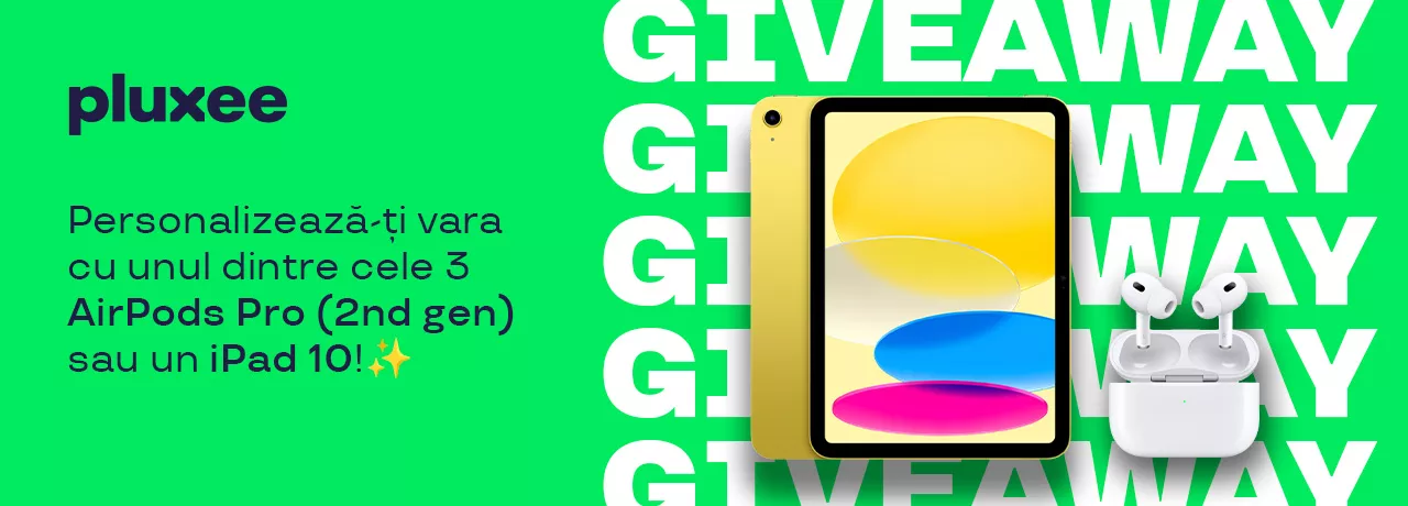 Concurs Pluxee - 3 AirPods Pro (2nd gen) sau un iPad 10 