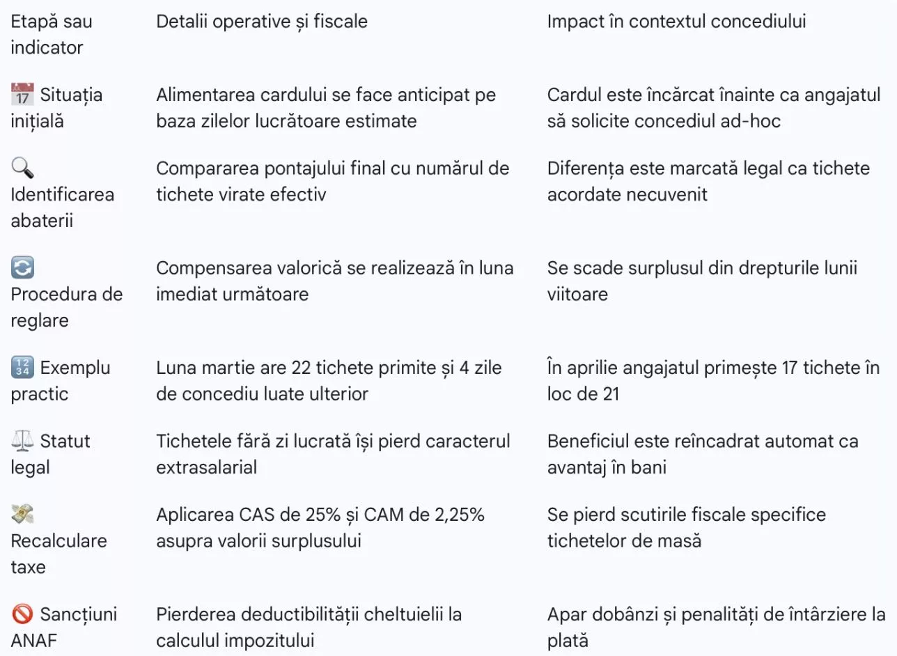 checklist cu procedurile, statutul legal si criteriile de acordare a tichetelor de masa in 2026 