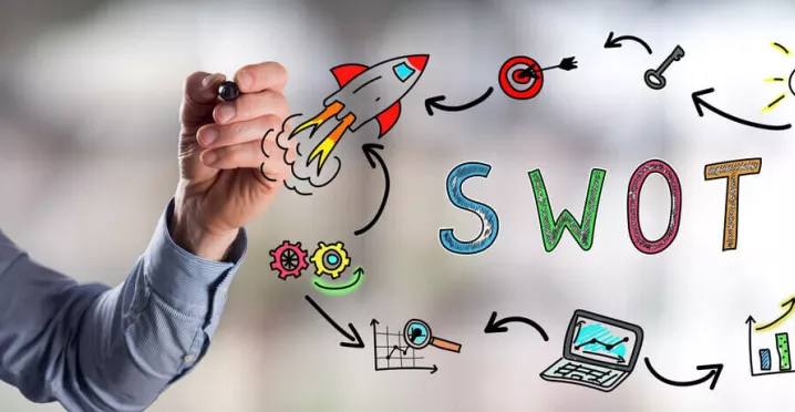 Analiza SWOT - barbat care scrie - Pluxee Romania