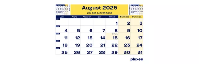 Calendar zile lucrătoare 2024, 8 - pluxee.ro