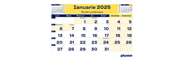 Calendar zile lucrătoare 2024, 1 - pluxee.ro
