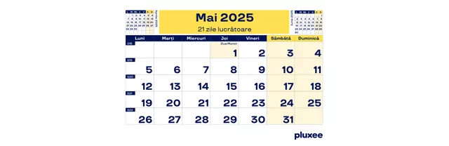 Calendar zile lucrătoare 2024, 5 - pluxee.ro