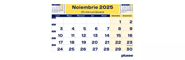 Calendar zile lucrătoare 2024, 11 - pluxee.ro