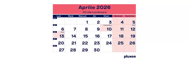 Calendar zile lucrătoare 2024, 4 - pluxee.ro