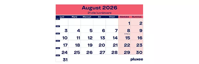 Calendar zile lucrătoare 2024, 8 - pluxee.ro