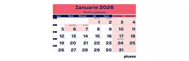 Calendar zile lucrătoare 2024, 1 - pluxee.ro