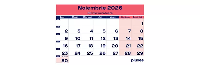 Calendar zile lucrătoare 2024, 11 - pluxee.ro